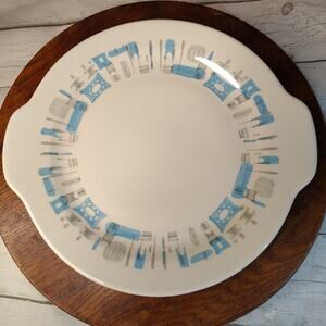 Royal China Blue Heaven Pattern Round 11 5/8"‎ Handled Cake Plate Platter